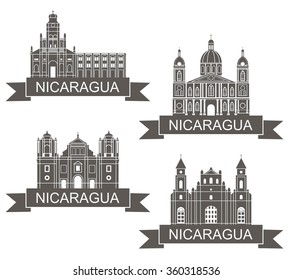 Nicaragua logo. Isolated Nicaragua buildings on white background