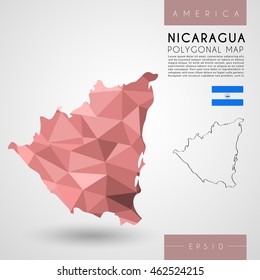 Nicaragua : Low Poly Map : Vector Illustration