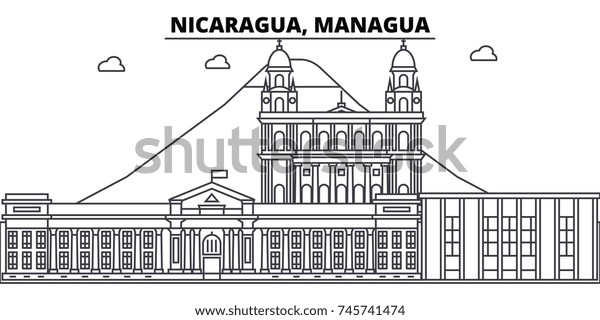 Nicaragua Managua Architecture Skyline Buildings Silhouette Stock ...