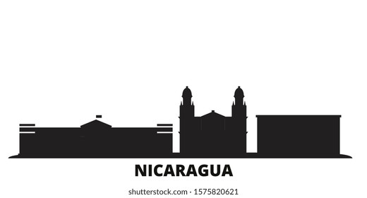Nicaragua, Managua city skyline isolated vector illustration. Nicaragua, Managua travel black cityscape