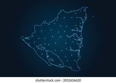 nicaragua map , Abstract mash line and point scales on dark background for your web site design map logo, app, ui,Travel. Vector illustration eps 10.