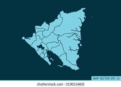 Nicaragua map ,Abstract mash line and point scales on dark background for your web site design map logo, app, ui ,Travel. Vector illustration eps 10.