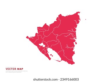 Nicaragua Map - abstract style red isolated on white background for infographic, design vector.