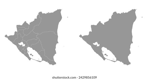 Nicaragua map with administrative divisions. Vector illustration.