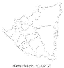 Nicaragua map. Map of Nicaragua in administrative provinces in white color