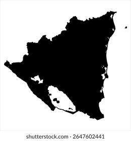 Nicaragua Map - black World Map International vector template with High detailed isolated on white background - Vector