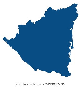 Nicaragua map. Map of Nicaragua in blue color