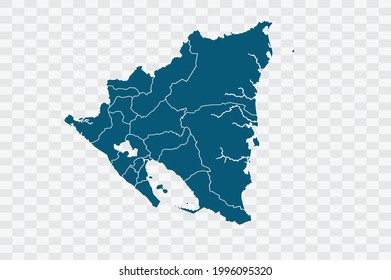 Nicaragua map blue Color on Backgound png