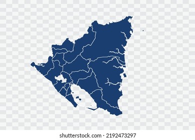 Nicaragua Map dark blue Color on White Background quality files Color (043B72) png