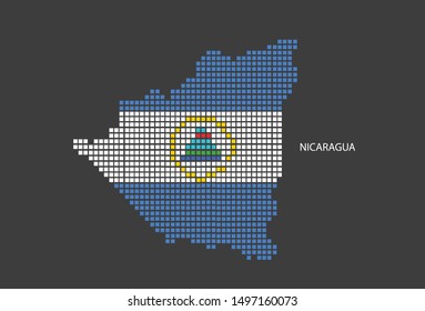 Nicaragua map design flag square, black background.