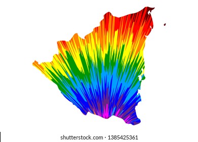Nicaragua - map is designed rainbow abstract colorful pattern, Republic of Nicaragua map made of color explosion,