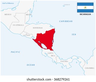 Nicaragua Map With Flag