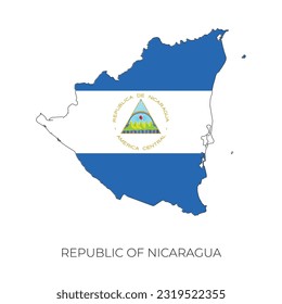 Nicaragua map and flag. Detailed silhouette vector illustration
