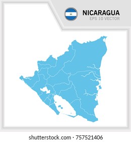 nicaragua map and flag in white background