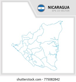 nicaragua map and flag in white background
