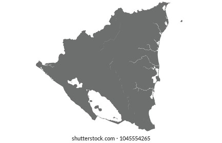 Nicaragua map gray color