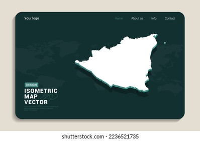 Nicaragua map green background with isometric vector. Web banner layout template.