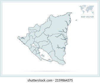 Nicaragua map green vector on white background.