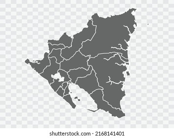 Nicaragua Map grey Color on Background png
