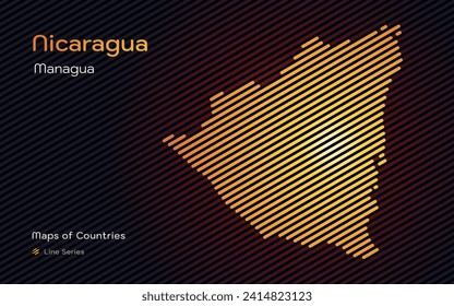 Mapa de Nicaragua en un patrón de línea. Mapa vectorial simple estilizado	