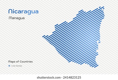 Nicaragua Map in a Line Pattern. Stylized simple vector map	