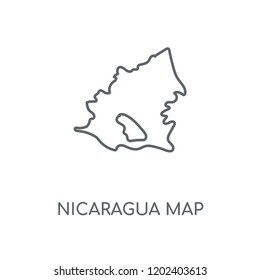 Nicaragua map linear icon. Nicaragua map concept stroke symbol design. Thin graphic elements vector illustration, outline pattern on a white background, eps 10.