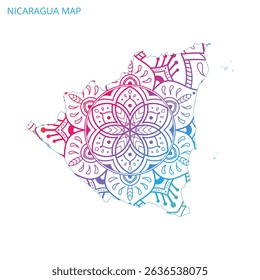 Nicaragua Map Mandala with Colorful Details Textured Vector Design Template on White Background.