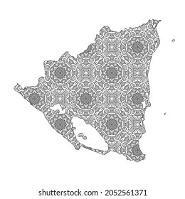 Nicaragua map with mandala Design. Vector Illustration