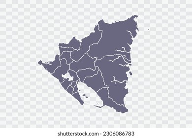 Nicaragua Map pewter Color on White Background quality files Png