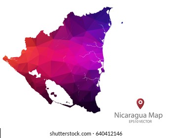 nicaragua map polygon colorful vector illustrator eps10