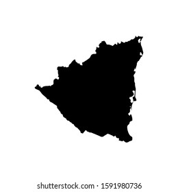 Nicaragua map Silhouette glyph country American map illustration vector America isolated on white background