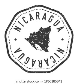 Marca retro del sello del mapa de Nicaragua. Pasaporte postal de Silhouette. Icono del vector de redondeo de sellado. Diseño de rehenes de insignia vintage.