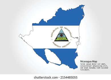 Nicaragua Map stripes. Vector illustration Color on White Backgound