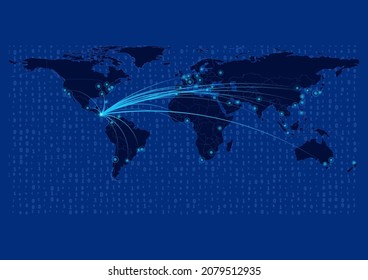 Nicaragua map for technology or innovation or export concepts. Connections of the country to major cities around the world. File is suitable for digital editing and prints of all sizes.