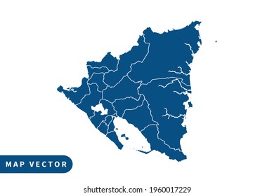 Nicaragua map vector, blue color . on white background. vector eps 10.