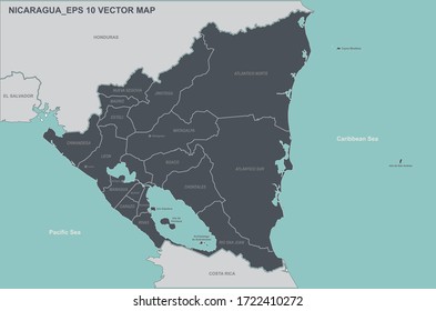 Nicaragua map. vector map of Nicaragua in Central America country.