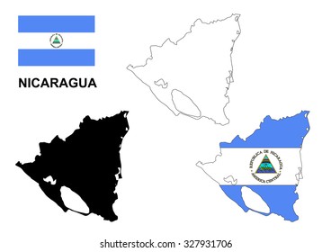 Nicaragua map vector, Nicaragua flag vector, isolated Nicaragua