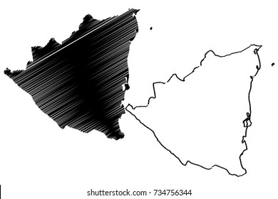 Nicaragua map vector illustration, scribble sketch Nicaragua 