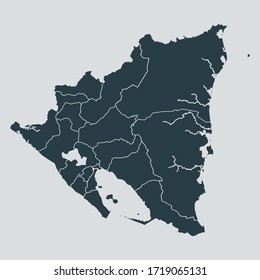 nicaragua map vector, isolated on gray background