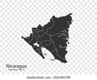 Nicaragua map vector, isolated on transparent background