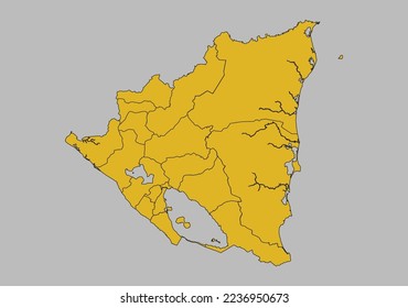 Nicaragua map vector, Isolated on gray background