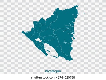 nicaragua map vector, isolated teal color on transparent background