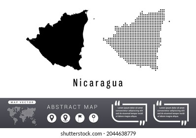 El vector del mapa de Nicaragua establece puntos de medio tono de negro.