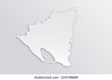 Nicaragua Map - World map International vector template with 3D, paper style including shadow and white color on grey background for design, education, infographic - Vector illustration eps 10