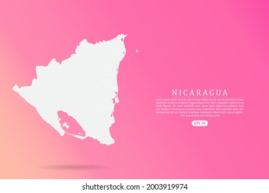 Nicaragua Map - World map vector template with 3d white color on Pink gradient background for infographic - Vector illustration eps 10