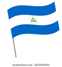 Nicaragua national flag flutters with flagpole