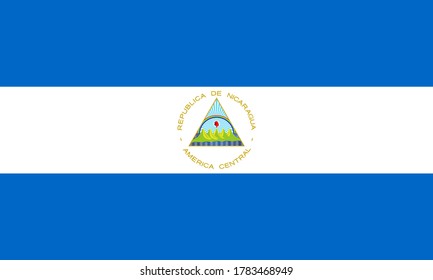 Nicaragua national flag. Vector drawing of Standart size. 