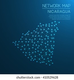 Nicaragua network map. Abstract polygonal map design. Internet connections vector illustration.