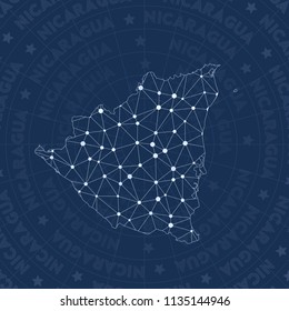 Nicaragua network style country map. Uncommon space style, modern design for infographics or presentation.