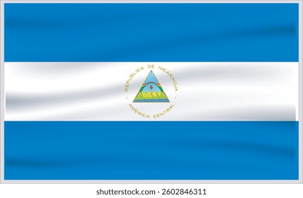 Nicaragua official flag vector with standard size and proportion. National flag emblem with accurate size and colors.